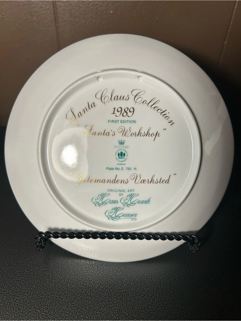 Bing & Grondahl SANTA'S WORKSHOP 1989 First Edition Plate